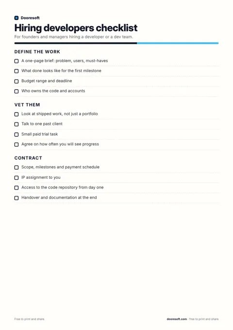 Hiring developers checklist